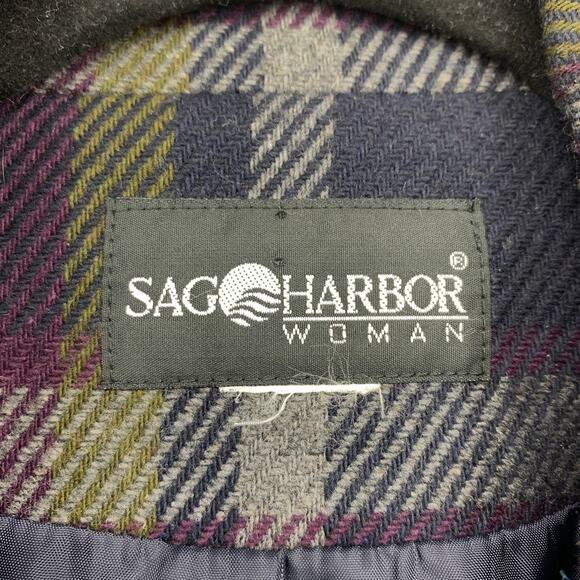 VTG 90s Sag Harbor Single Button Blazer Jacket Womens Sz XXL Purple Navy Plaid - Picture 5 of 5